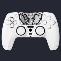 PS5 controller with Alabama Crimson Tide elephant mascot touchpad sticker