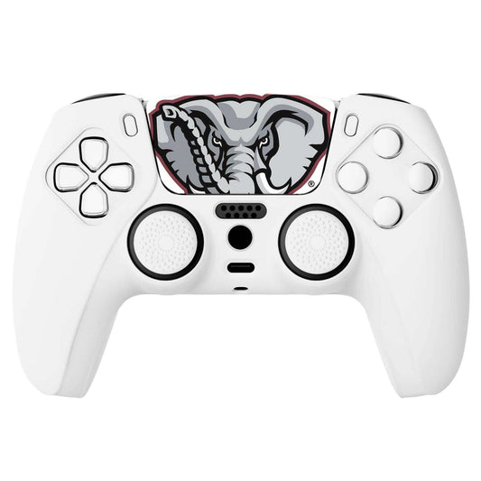 PS5 controller with Alabama Crimson Tide elephant mascot touchpad sticker