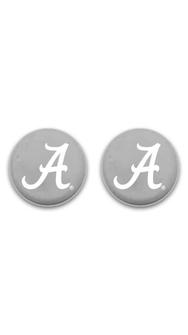 Alabama thumb grips - Gray thumbgrips featuring a white 'A' logo, offering superior control and showcasing school pride, compatible with both PS5 and Xbox controllers.