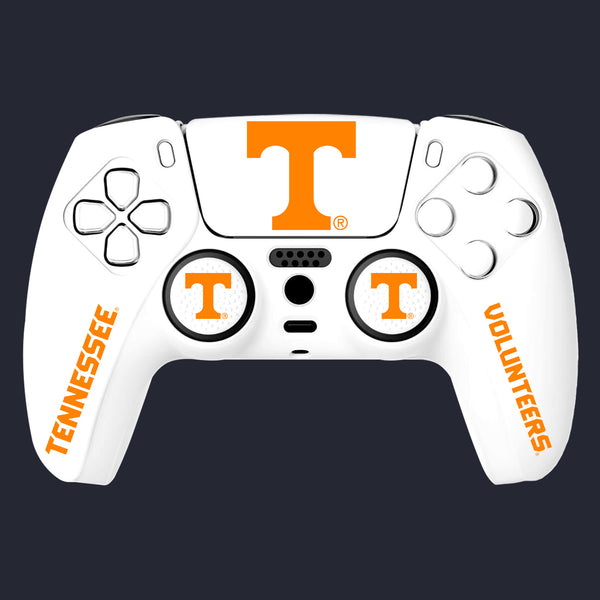White gaming controller with Tennessee Volunteers logo on a black background