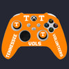 Orange gaming controller with 'Tennessee Volunteers' branding on a black background