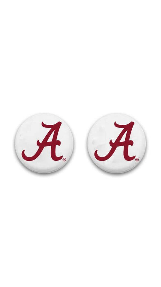 Alabama thumb grips - White thumbgrips with a red 'A' logo, enhancing gaming precision and comfort, perfect for true fans, and fitting PS5 and Xbox controllers.