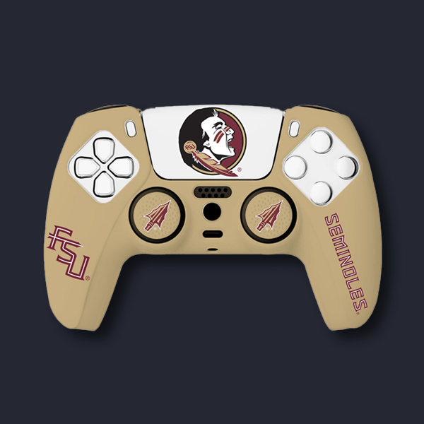 FSU PS5 touchpad sticker and thumb grips – garnet and gold set for DualSense