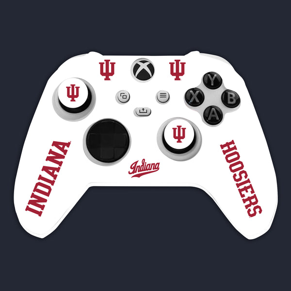 Indiana Hoosiers Xbox Starter Kit Away edition with white controller cover and thumb grips