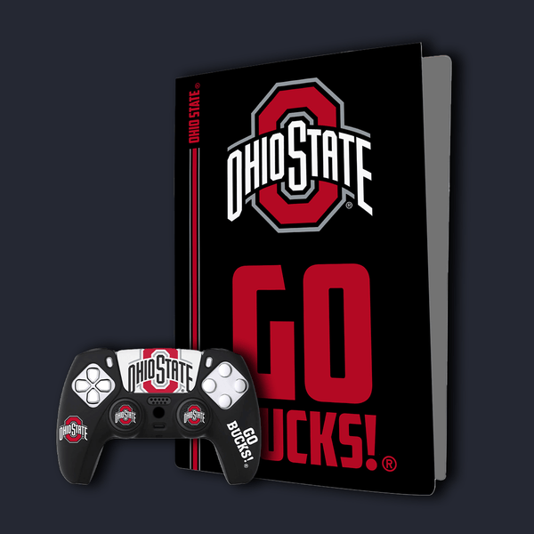 Ohio State Buckeyes PS5 Pro Pack with Starter Kit and VarsityWrapz console wrap