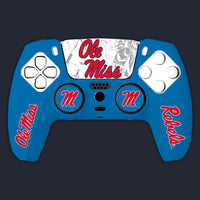 Ole Miss Rebels PS5 Starter Kit Alternate edition with powder blue controller cover touchpad sticker and thumb grips