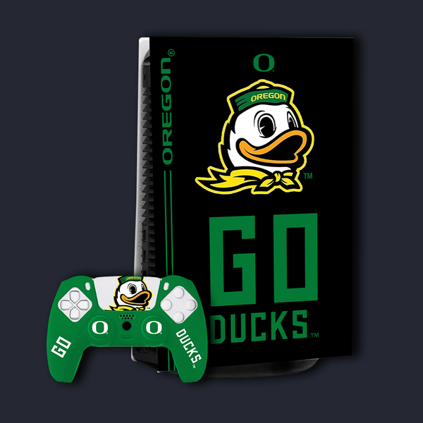 Oregon Ducks PS5 Pro Pack with Starter Kit and VarsityWrapz console wrap