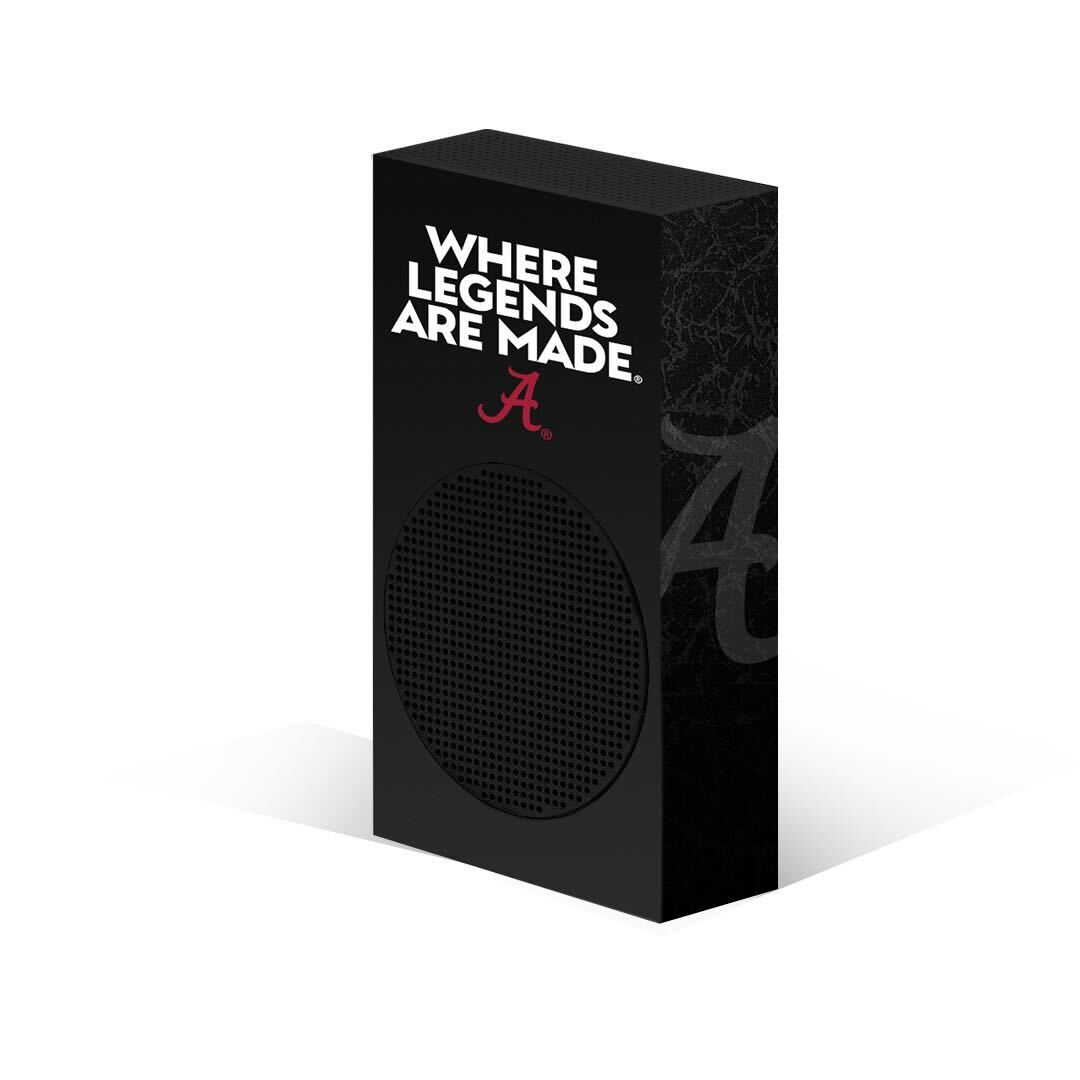 Xbox Series S VarsityWrapz Where Legends Are Made Edition in black celebrating Alabama football legacy