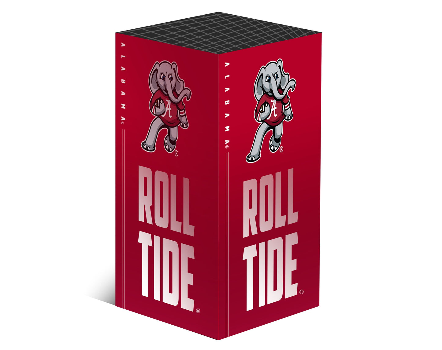 Xbox Series X VarsityWrapz Big Al Edition in Red. Show your Roll Tide pride with this high-quality console wrap. Roll Tide Roll!