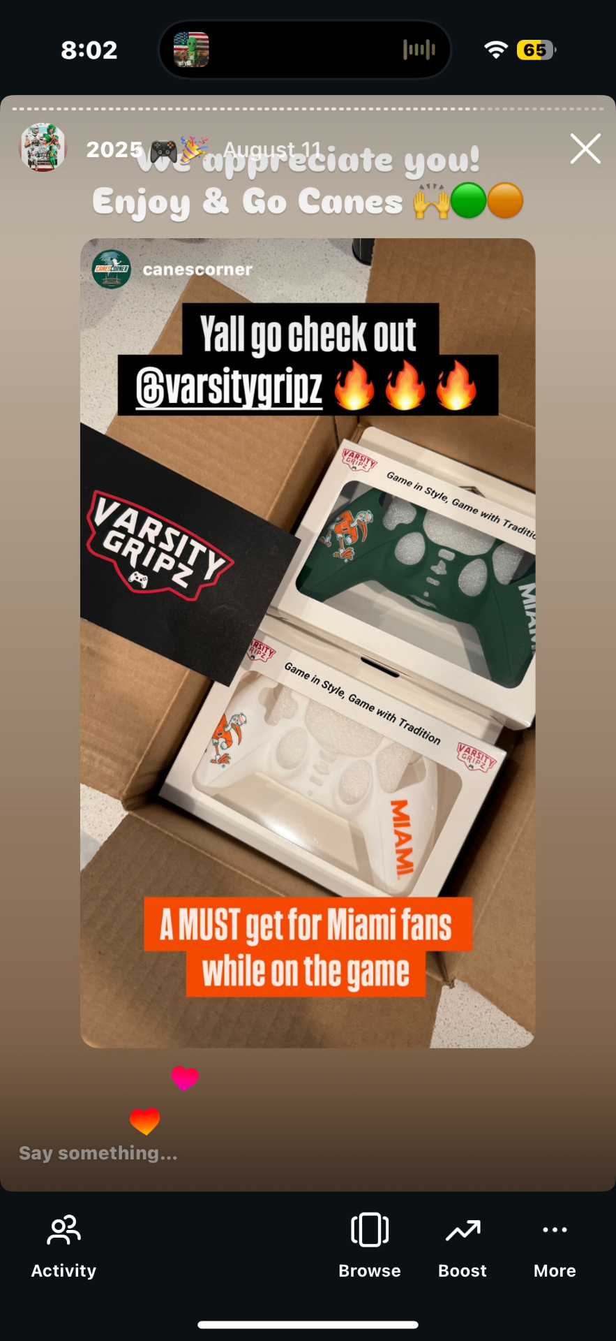 Miami fan setup shared by @canescorner